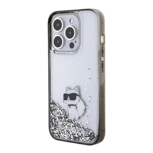  iPhone 15 Pro Max Karl Lagerfeld Liquid Glitter Choupette tok - átlátszó - 2