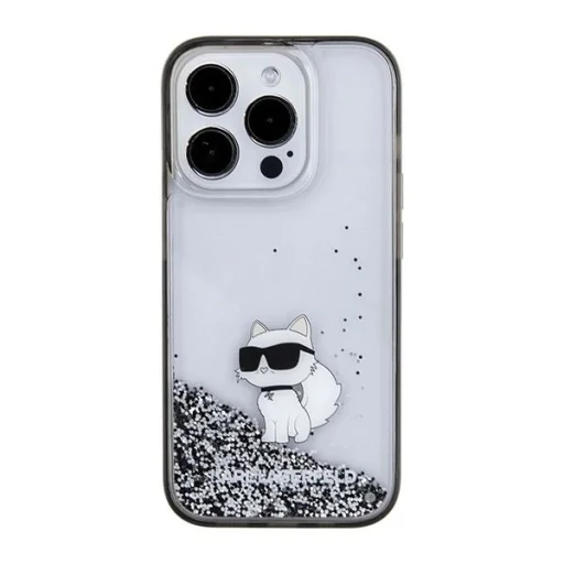  iPhone 15 Pro Max Karl Lagerfeld Liquid Glitter Choupette tok - átlátszó - 3