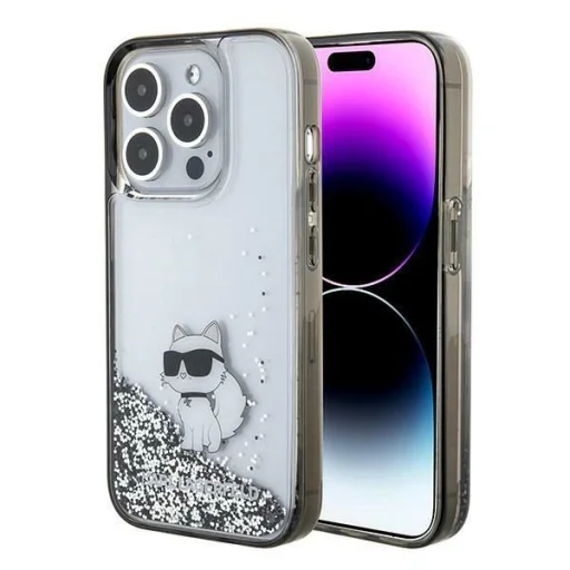  iPhone 15 Pro Max Karl Lagerfeld Liquid Glitter Choupette tok - átlátszó - 1