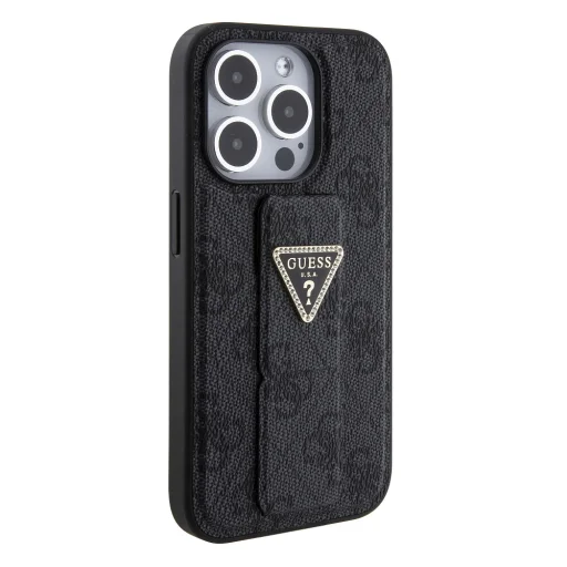 Guess PU Grip Stand 4G Strass Triangle Metal Logo iPhone 15 Pro tok - 5
