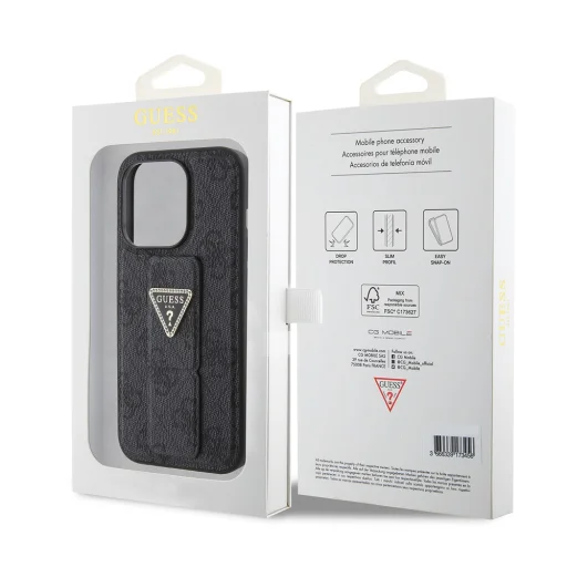 Guess PU Grip Stand 4G Strass Triangle Metal Logo iPhone 15 Pro tok - 8