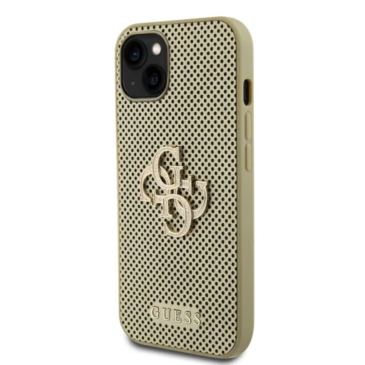 Guess PU Perforated 4G Glitter Metal Logo tok iPhone 15 Arany - 2