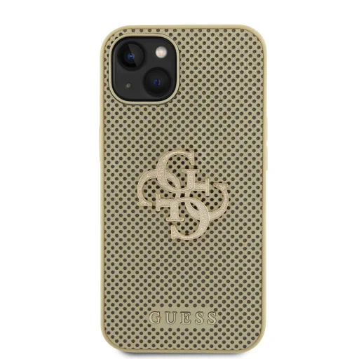 Guess PU Perforated 4G Glitter Metal Logo tok iPhone 15 Arany - 3