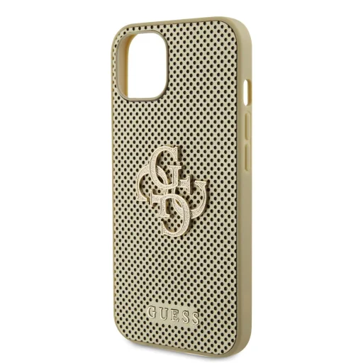 Guess PU Perforated 4G Glitter Metal Logo tok iPhone 15 Arany - 5