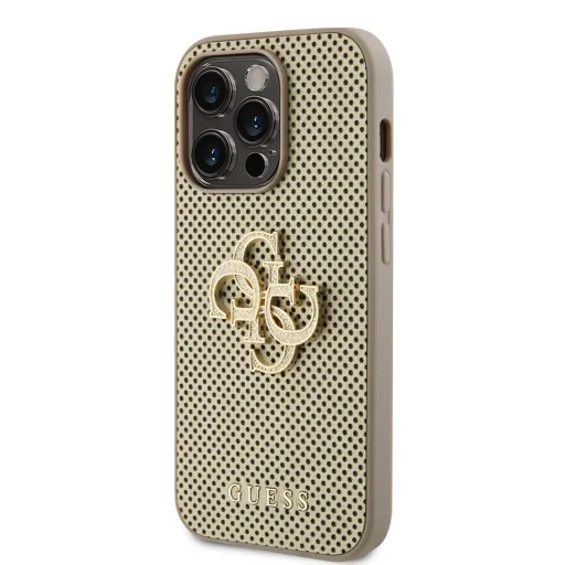 Guess PU Perforált 4G Glitter Metal Logo tok iPhone 15 Pro Gold - 2