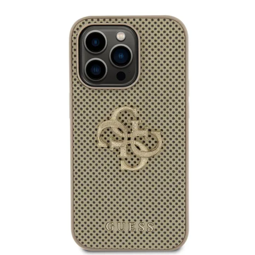 Guess PU Perforált 4G Glitter Metal Logo tok iPhone 15 Pro Gold - 3