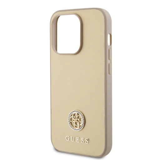 Guess PU 4G Strass Metal Logo tok iPhone 15 Pro Max Gold - 5