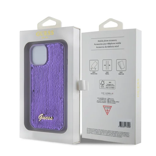 Guess Sequin Script Logo tok iPhone 15 Plus Lila - 8
