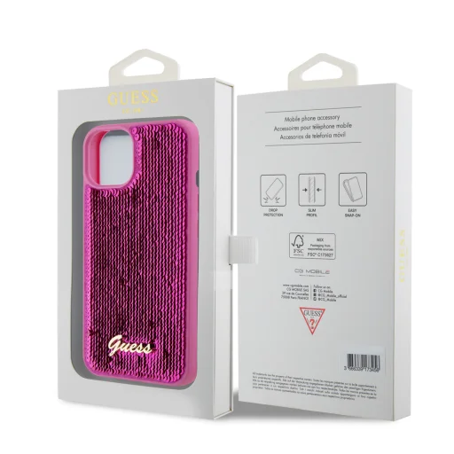 Guess Sequin Script Logo tok iPhone 13 Magenta - 7