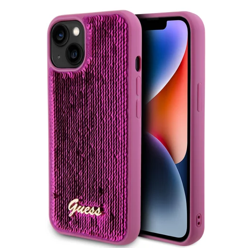 Guess Sequin Script Logo tok iPhone 13 Magenta - 1