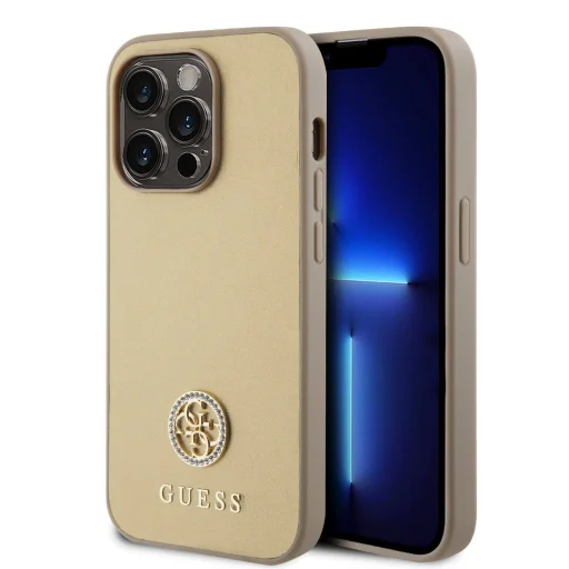 Guess PU 4G Strass Metal Logo tok iPhone 15 Pro arany - 1