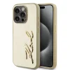  iPhone 15 Pro Gold Karl Lagerfeld Wrinkled PU Signature Logo tok