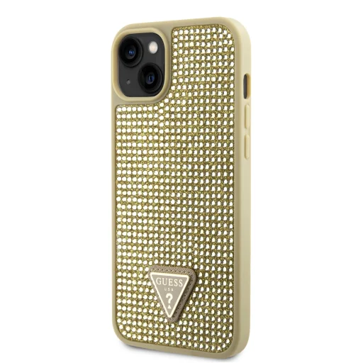 Guess Strassz Háromszög Fém Logós Tok iPhone 14-hez Arany színben - 1