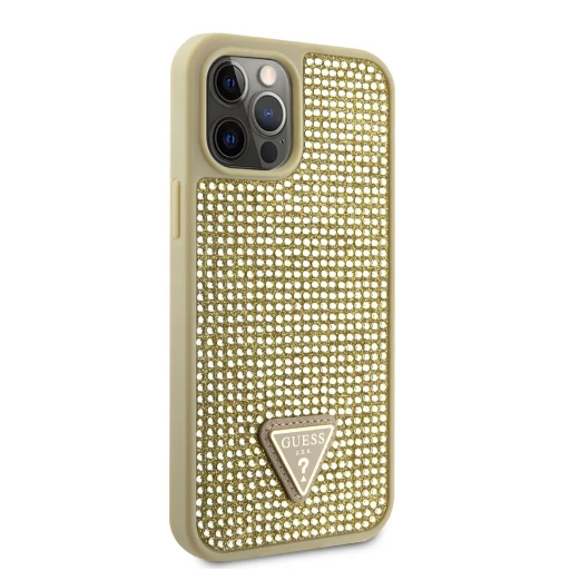 Guess Rhinestones Triangle Metal Logo tok iPhone 12 Pro Max Gold - 3