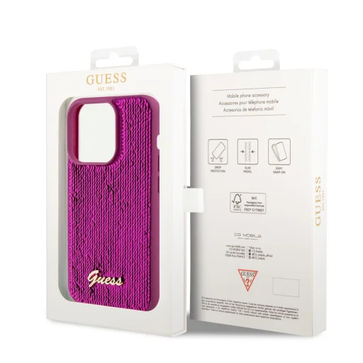 Guess Sequin Script Logo tok iPhone 14 Pro Magenta - 8
