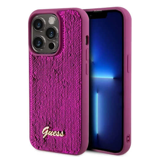 Guess Sequin Script Logo tok iPhone 14 Pro Magenta - 1