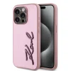  iPhone 15 Pro Max Pink Karl Lagerfeld Wrinkled PU Signature Logo tok