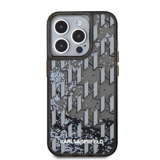  iPhone 15 Pro Max fekete Karl Lagerfeld Liquid Glitter Monogram Gradient tok - 2
