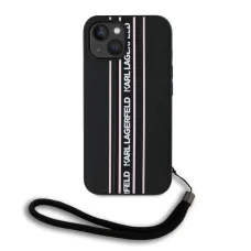  iPhone 15 Rózsaszín Karl Lagerfeld PU Saffiano Athleisure Stripe és Pánt tok