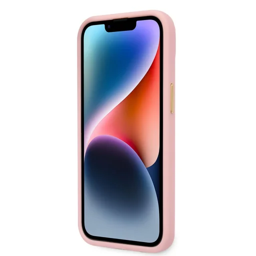 Guess PU Croco fém kamerakontúros tok iPhone 14 Plus Pink - 4