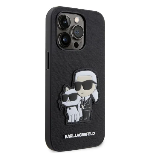iPhone 14 Pro Karl Lagerfeld PU Saffiano Karl és Choupette NFT tok fekete (KLHCP14LSANKCPK) - 2