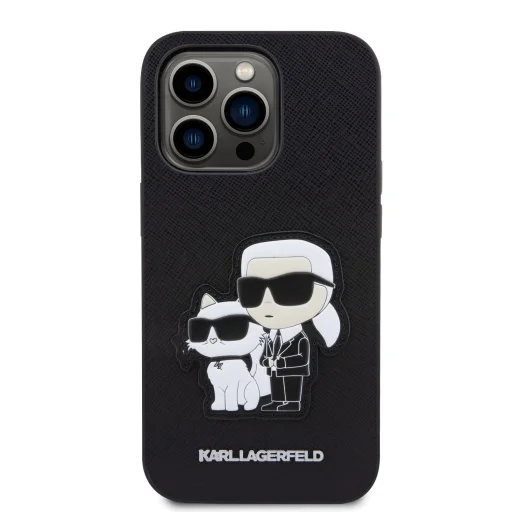 iPhone 14 Pro Karl Lagerfeld PU Saffiano Karl és Choupette NFT tok fekete (KLHCP14LSANKCPK) - 5