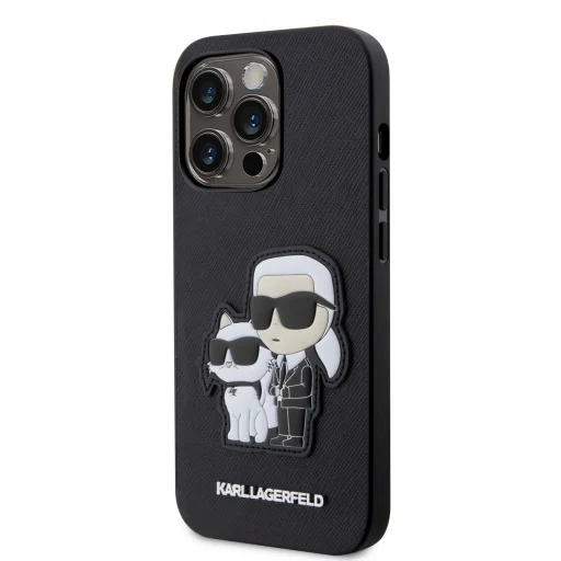 iPhone 14 Pro Karl Lagerfeld PU Saffiano Karl és Choupette NFT tok fekete (KLHCP14LSANKCPK) - 1