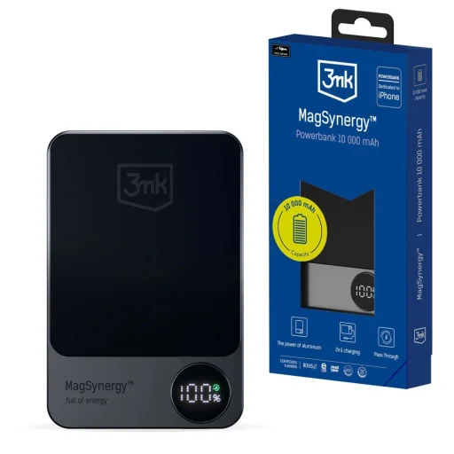 Powerbank 3mk MagSynergy 10000 mAh indukciós MagSafe - fekete - 1