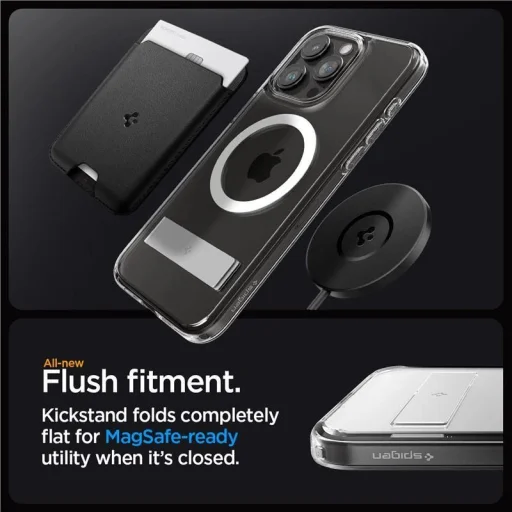 Spigen Ultra Hybrid S MagSafe tok állvánnyal iPhone 15 Pro - átlátszó - 13