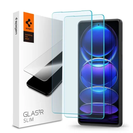 Edzett üveg Spigen GLAS.TR Slim 2-csomag Xiaomi Redmi Note 12 Pro 5G/12 Pro+ Plus 5G/Poco X5 Pro 5G üvegfólia - 1