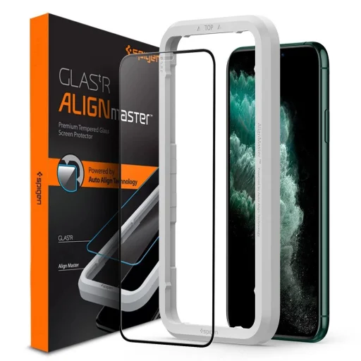 TEMPERED GLASS Spigen ALM GLASS FC IPHONE 11 PRO MAX FEKETE üvegfólia - 1
