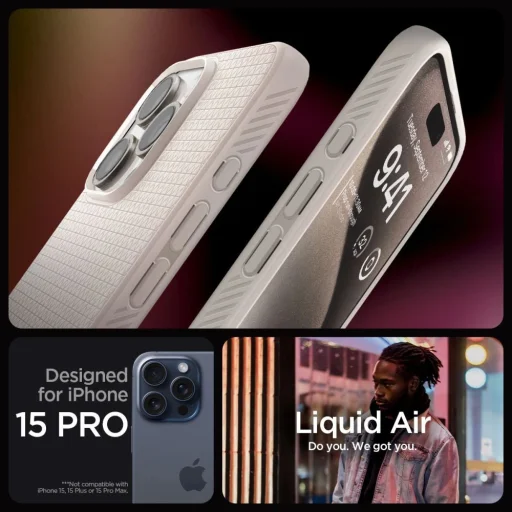 Spigen Liquid Air tok iPhone 15 Pro - natural titanium - 2