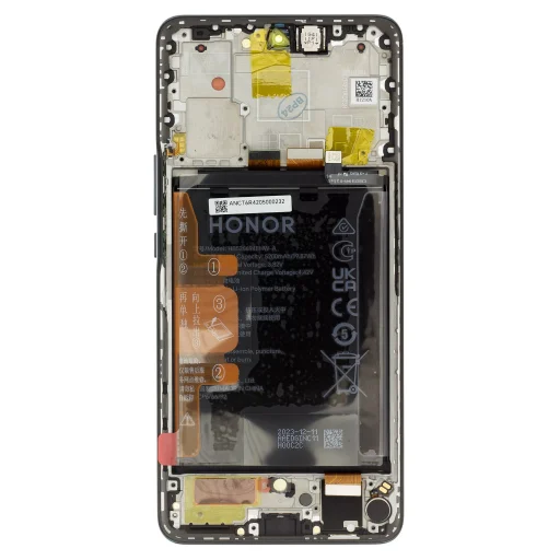 LCD kijelző + érintőegység + előlapi borítás Honor Magic6 Lite fekete (szervizcsomag) - 2