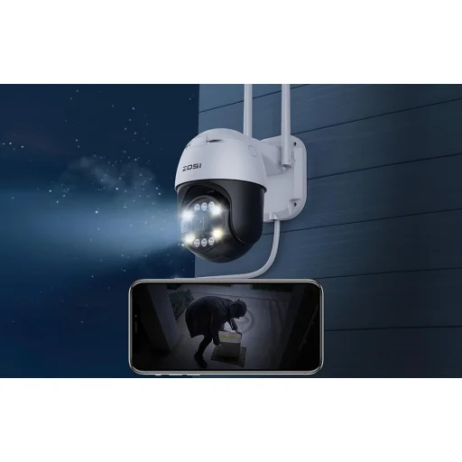 IP Kültéri Kamera ZOSI C296 WiFi Pan Tilt 8MP Kettős IP66 32GB microSD kártyával - 3