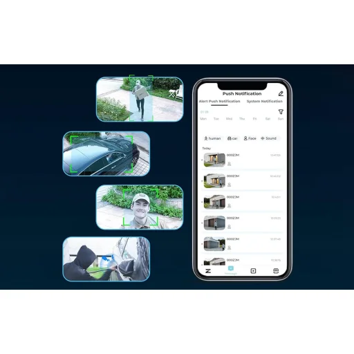 IP Kültéri Kamera ZOSI C296 WiFi Pan Tilt 8MP Kettős IP66 32GB microSD kártyával - 5