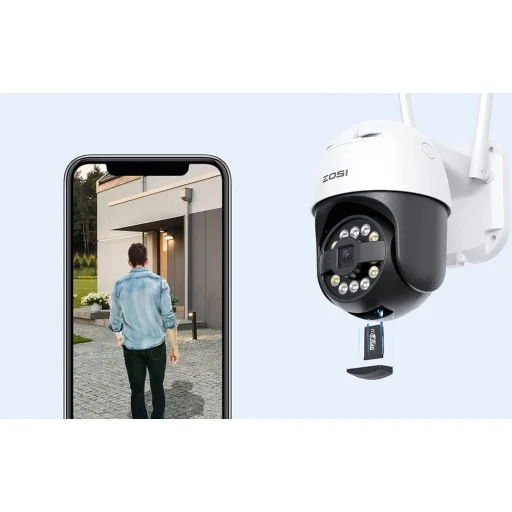 IP kültéri kamera ZOSI C296 WiFi Pan Tilt 5MP IP66 32GB microSD kártyával - 6