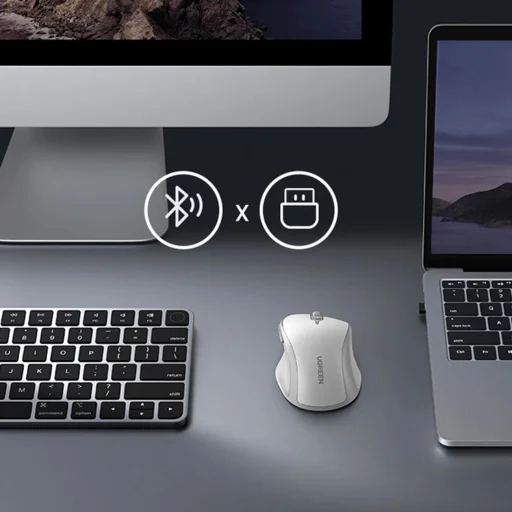 Ugreen MU101 ergonomikus vezeték nélküli egér Bluetooth / 2.4 GHz - fehér - 6