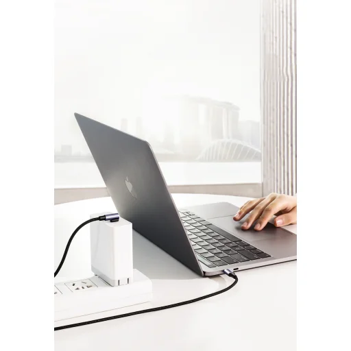 Ugreen US255 50122 USB-C (egyenes) / USB-C (sarok) PD QC kábel 60W 3A 0.5m - szürke - 7