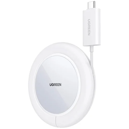 Ugreen CD245 40123 vezeték nélküli Qi / MagSafe töltő 15W USB-C kábellel - fehér - 1