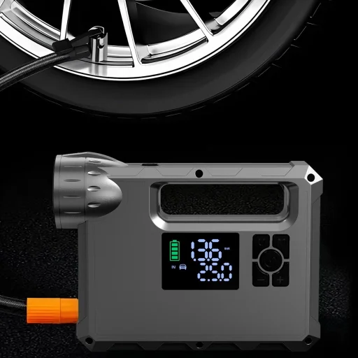 Choetech indító és kompresszor, powerbank 8000mAh, LED zseblámpa fekete (TC0017) - 14