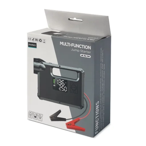 Choetech indító és kompresszor, powerbank 8000mAh, LED zseblámpa fekete (TC0017) - 5