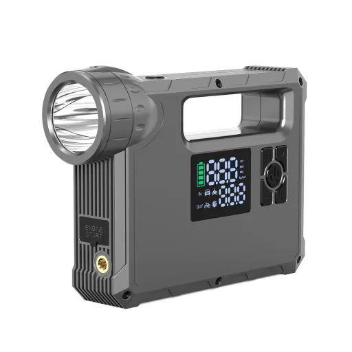 Choetech indító és kompresszor, powerbank 8000mAh, LED zseblámpa fekete (TC0017) - 6