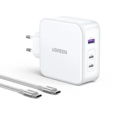 Ugreen Nexode CD289 GaN hálózati töltő USB-A/2xUSB-C 140W + USB-C - USB-C kábel 1,5m - fehér