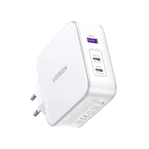 Ugreen Nexode CD289 GaN hálózati töltő USB-A/2xUSB-C 140W + USB-C - USB-C kábel 1,5m - fehér - 3