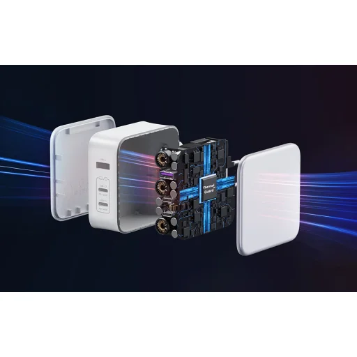 Ugreen Nexode CD289 GaN hálózati töltő USB-A/2xUSB-C 140W + USB-C - USB-C kábel 1,5m - fehér - 7