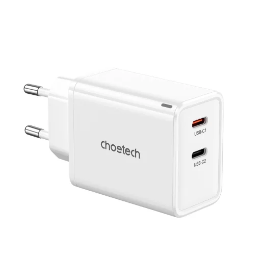 Choetech PD6013 2x USB-C PD 65W GaN fali töltő - fehér - 1