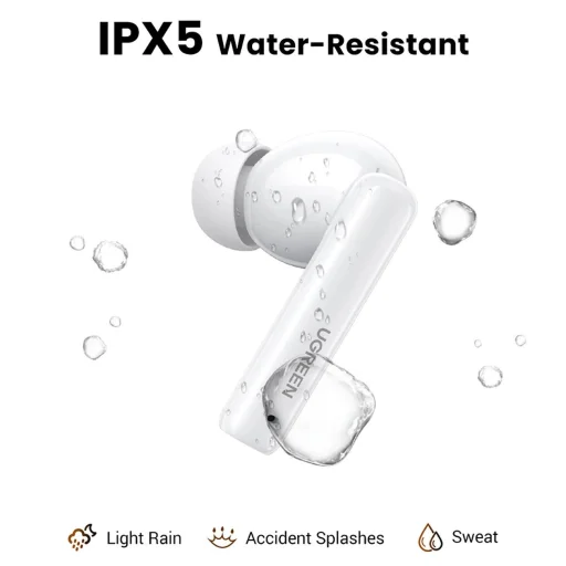 Ugreen HiTune T6 vezetéknélküli fülhallgató ANC funkcióval + USB-A - USB-C kábel - fehér - 4