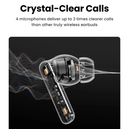 Ugreen HiTune T6 vezetéknélküli fülhallgató ANC funkcióval + USB-A - USB-C kábel - fehér - 8