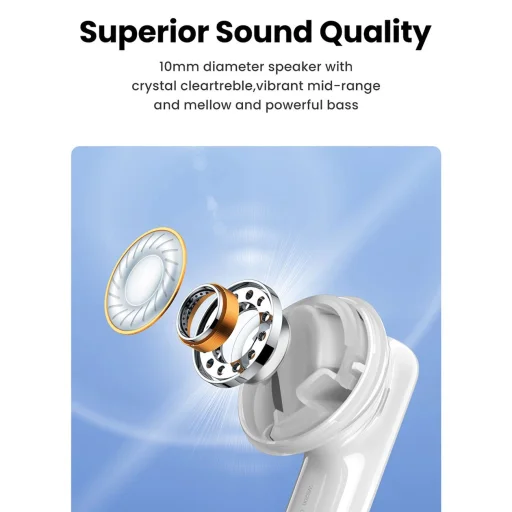 Ugreen HiTune T6 vezetéknélküli fülhallgató ANC funkcióval + USB-A - USB-C kábel - fehér - 9