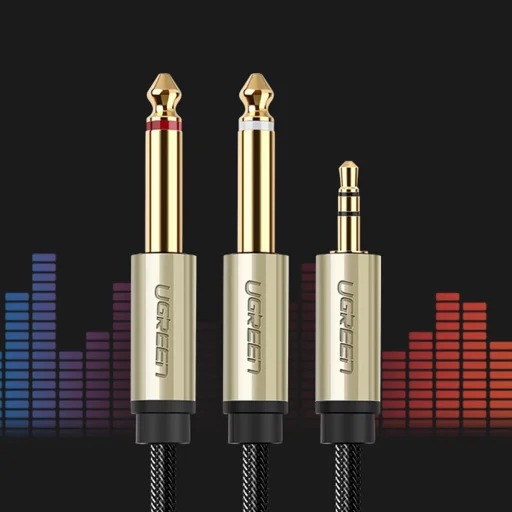 Ugreen kábel audio kábel mini jack 3.5 mm - 2 x jack 6.35 mm 1m szürke (AV126) - 12